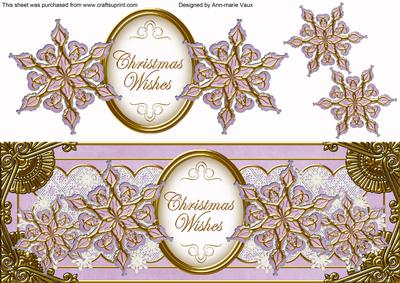 Lilac Goldflake Christmas Wishes Large Dl Decoupage Topper