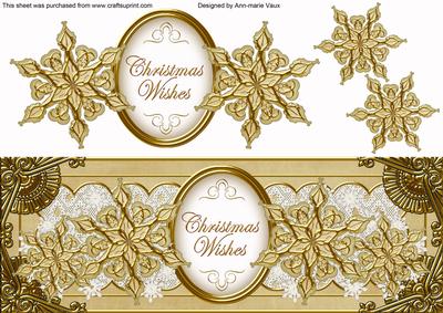 Cream Goldflake Christmas Wishes Large Dl Decoupage Topper