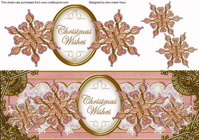 Pink Goldflake Christmas Wishes Large Dl Decoupage Topper