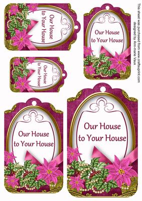 Cerise Poinsettia Ours to Yours Sentiment Tag Sheet