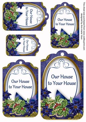 Dark Blue Poinsettia Ours to Yours Sentiment Tag Sheet