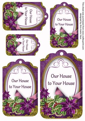 Dark Purple Poinsettia Ours to Yours Sentiment Tag Sheet