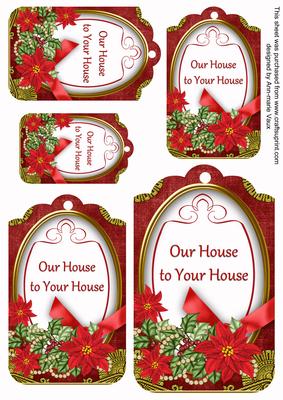 Red Poinsettia Ours to Yours Sentiment Tag Sheet