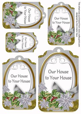 Silver Poinsettia Ours to Yours Sentiment Tag Sheet