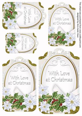 Pastel Ice Poinsettia Silent Night Sentiment Tag Sheet