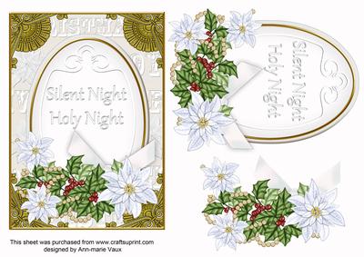 Pastel Ice Poinsettia Silent Night Oval 7x5in Topper