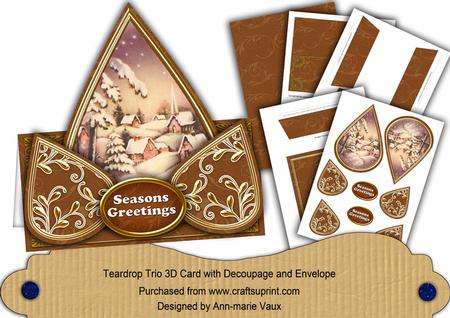 Snowy Village Seasons Greetings Teardrop Trio Kit