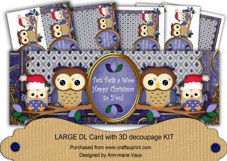 Dblue Owls Twittwitawoo Christmas Large Dl Card Kit