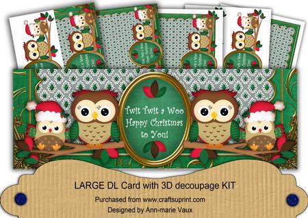 Green Owls Twittwitawoo Christmas Large Dl Card Kit