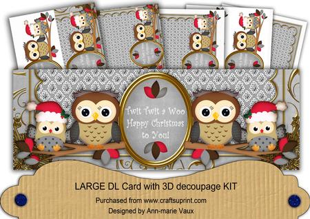 Silver Owls Twittwitawoo Christmas Large Dl Card Kit