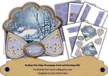 Blue Winter Walk Christmas Wishes Scallop Trio Kit