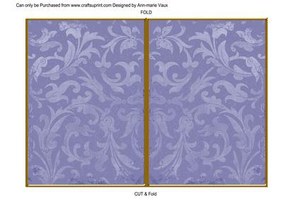 Blue Aged Scrolls 7x5 Cut and Fold Card