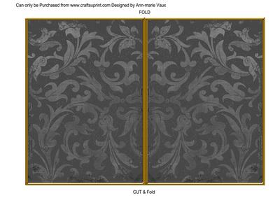 Black Aged Scrolls 7x5 Cut and Fold Card