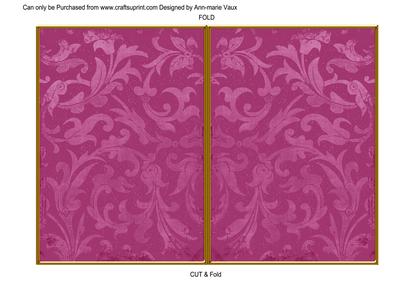 Cerise Aged Scrolls 7x5 Cut and Fold Card