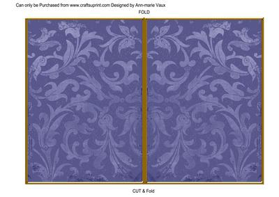 Dark Blue Aged Scrolls 7x5 Cut and Fold Card