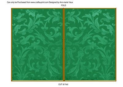 Dark Green Aged Scrolls 7x5 Cut and Fold Card