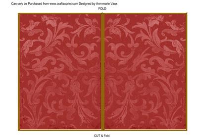 Dark Red Aged Scrolls 7x5 Cut and Fold Card