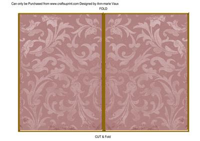 Dusky Pink Aged Scrolls 7x5 Cut and Fold Card