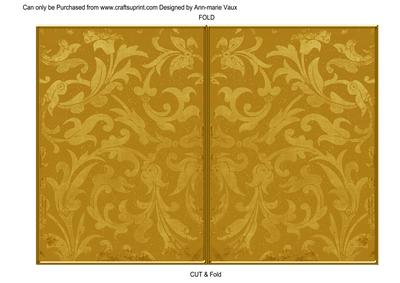 Gold Aged Scrolls 7x5 Cut and Fold Card