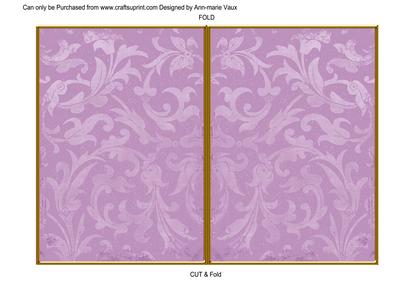 Lilac Aged Scrolls 7x5 Cut and Fold Card