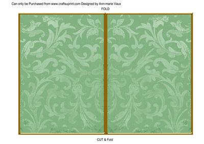 Mid Green Aged Scrolls 7x5 Cut and Fold Card