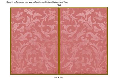 Pink Aged Scrolls 7x5 Cut and Fold Card