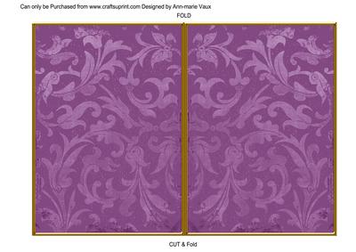 Purple Aged Scrolls 7x5 Cut and Fold Card