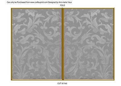 Silver Aged Scrolls 7x5 Cut and Fold Card