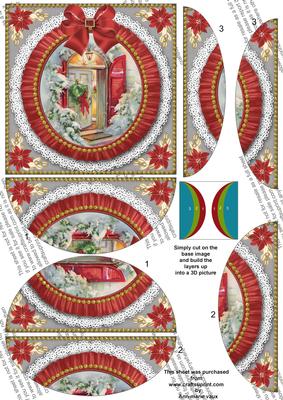 Christmas Door Ruffle 5in Round Side Stacker