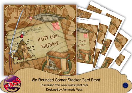 Vintage Tea Fishing 60th Birthday 8in Corner Stacker Kit