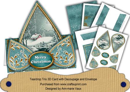 Winter Walk Teal Merry Christmas Teardrop Trio Kit