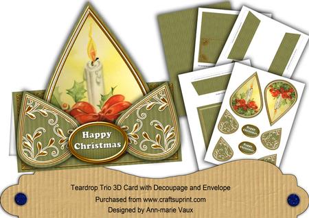 Single Candle Olive Happy Christmas Teardrop Trio Kit