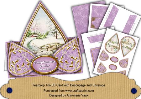 Snowscene Lilac Compliments of Season Teardrop Trio Kit