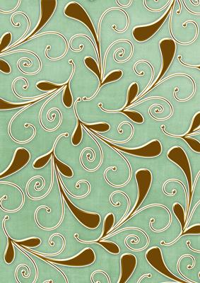 Mid Green Gold Swirls Large A4 Backing Paper