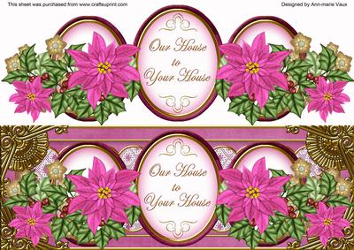 Cerise Poinsettia Our House to Your House Large Dl Topper