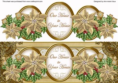 Gold Poinsettia Our House to Your House Large Dl Topper