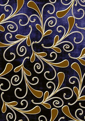 Dark Blue Large Gold Swirls Darks A4 Backing Paper