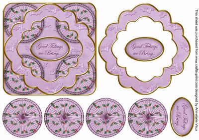 Lilac Holly Good Tidings 3D Rosette Decoupage Topper