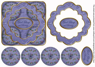 Dblue Holly Good Tidings 3D Rosette Decoupage Topper