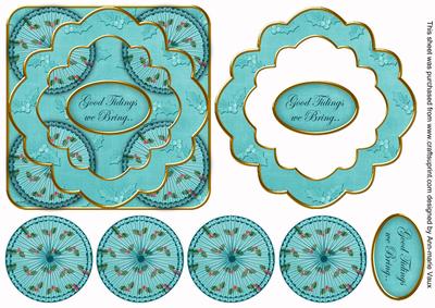 Teal Holly Good Tidings 3D Rosette Decoupage Topper