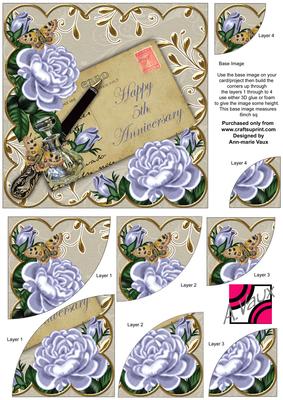 Blue Roses 5th Anniversary 6in Duo Stacker