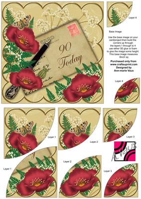 Red Poppy Cream 90 Today 6in Duo Corner Stacker