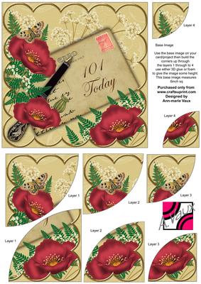 Red Poppy Cream 101 Today 6in Duo Corner Stacker