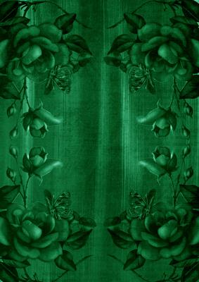 Dark Green Vtea Rose Corners A4 Backing Paper
