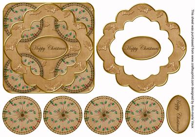 Vintagetea Holly Happy Christmas 3D Rosette Decoupage Topper