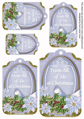 Pastel Blue Poinsettia from All of Us Sentiment Tag Sheet