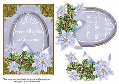 Pastel Blue Poinsettia from All of Us Oval 7x5in Topper