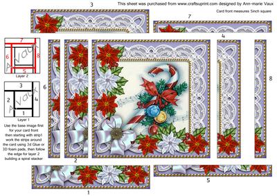 Candy Cane Poinsettia 5in Spiral Edge Stacker