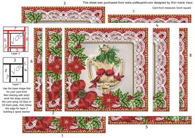 Red Lovebirds Poinsettia 5in Spiral Edge Stacker
