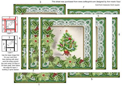 Elegant Tree Green Poinsettia 5in Spiral Edge Stacker